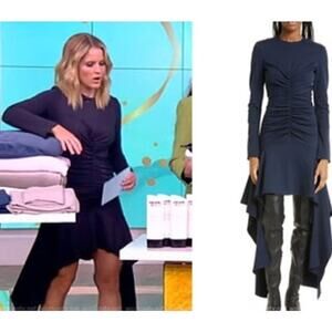 Aknvas Daani Dress Long Sleeve Ruched Draped Asymmetrical Hem Lapis Lazuli NWT 2